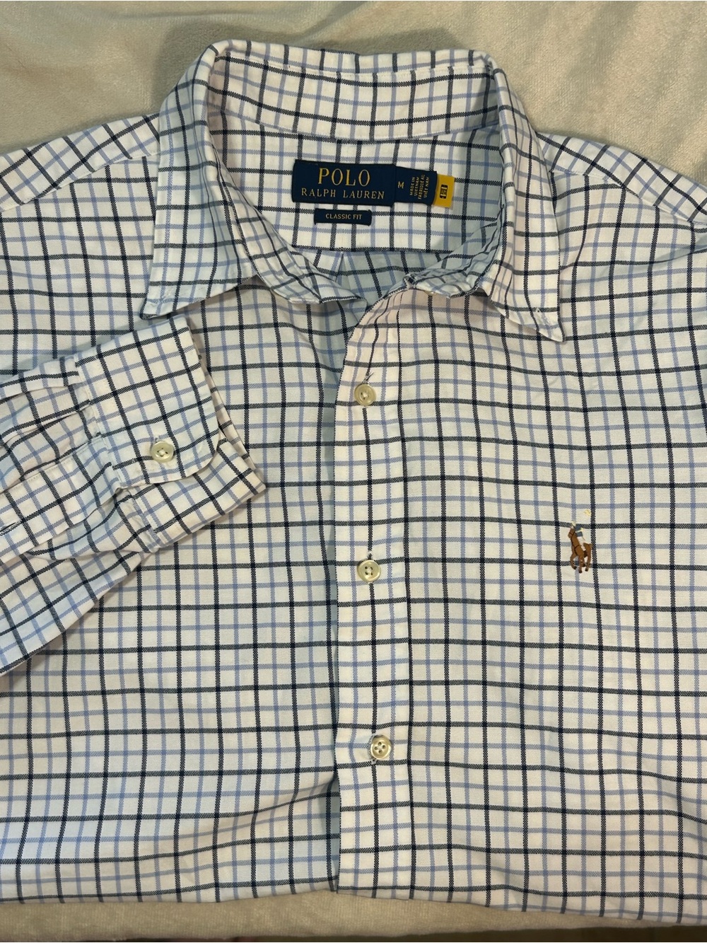 Polo Ralph Lauren Shirt Mens M Medium Classic Fit Plaid Check Cotton Long Sleeve